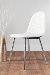 FurnitureboxUK Adley Grey Concrete Effect Round Dining Table & 4 Corona Silver Chairs in White - thumbnail 4