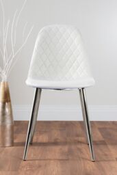FurnitureboxUK Adley Grey Concrete Effect Round Dining Table & 4 Corona Silver Chairs in White - thumbnail 8
