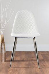 FurnitureboxUK Adley Grey Concrete Effect Round Dining Table & 4 Corona Silver Chairs in White - thumbnail 5