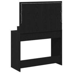 Berkfield Home Makeup Table with LED Lights - Black Oak, 100x41x135 cm - Size: 100 x 41 x 135 cm - thumbnail 6