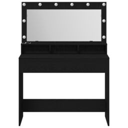 Berkfield Home Makeup Table with LED Lights - Black Oak, 100x41x135 cm - Size: 100 x 41 x 135 cm - thumbnail 4