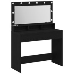 Berkfield Home Makeup Table with LED Lights - Black Oak, 100x41x135 cm - Size: 100 x 41 x 135 cm - thumbnail 2