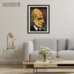 "Artery8 Head of Dr Bauer Colourful Portrait Kirchner Black Framed Canvas Art - Size: W12"" x H16""" - thumbnail 3
