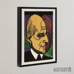 "Artery8 Head of Dr Bauer Colourful Portrait Kirchner Black Framed Canvas Art - Size: W12"" x H16""" - thumbnail 2