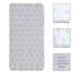 Showerdrape Laguna Anti Slip PVC Bath Mat 68cm x 37cm - 2 Set in Clear - Size: 68 cm x 37 cm - thumbnail 1