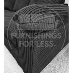 Furnishings For Less UK Delta Large Fabric 3 Seater Sofa With Padded Arms Jumbo Cord in Black - thumbnail 5
