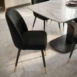HOME LUXE INTERIOR Sapphire 140-180cm Extending Grey Quartz Table & 6 Black Liza Chairs - thumbnail 7