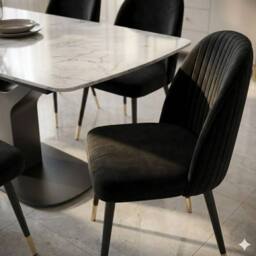 HOME LUXE INTERIOR Sapphire 140-180cm Extending Grey Quartz Table & 6 Black Liza Chairs - thumbnail 8