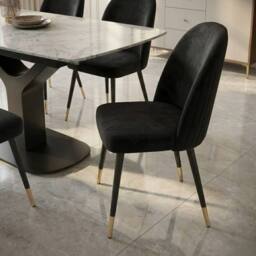 HOME LUXE INTERIOR Sapphire 140-180cm Extending Grey Quartz Table & 6 Black Liza Chairs - thumbnail 6