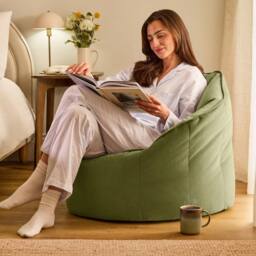 icon Sirena Velvet Accent Bean Bag Chair in Olive - thumbnail 2