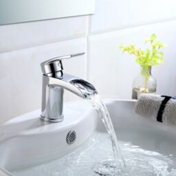 Nes Home Chrome Cloakroom Waterfall Basin Mono Mixer Tap Brass with Waste in Silver - thumbnail 4
