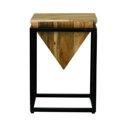 Jaipur Furniture Ltd Ravi Iron Base Solid Wood Diamond Stool - Small - Mango Wood/Iron - L35 x W35 x H49 cm - Light Finish in Brown - thumbnail 2