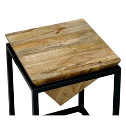 Jaipur Furniture Ltd Ravi Iron Base Solid Wood Diamond Stool - Small - Mango Wood/Iron - L35 x W35 x H49 cm - Light Finish in Brown - thumbnail 3