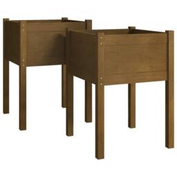 Berkfield Home Garden Planters 2 pcs Honey Brown 50x50x70 cm Solid Pinewood - Size: 50 x 50 x 70 cm - thumbnail 3