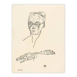 Artery8 Egon Schiele Framed Wall Art Print Franz Blei Line Art Portrait in Beige - Size: A4 - thumbnail 3