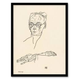 Artery8 Egon Schiele Framed Wall Art Print Franz Blei Line Art Portrait in Beige - Size: A4 - thumbnail 1