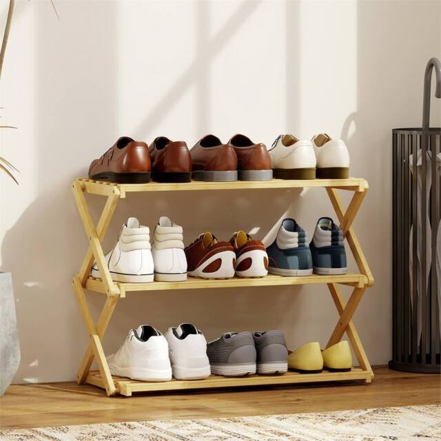 EONLION 3-Tier Bamboo Shoe Rack in Brown - Size: 100 cm - image 1