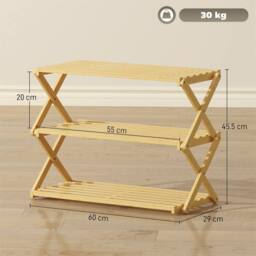 EONLION 3-Tier Bamboo Shoe Rack in Brown - Size: 100 cm - thumbnail 2