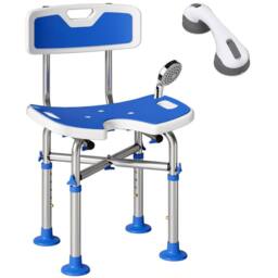 HOMCOM Shower Chair with U-Shaped Cutout, Height Adjustable Shower Chair in Blue - thumbnail 2