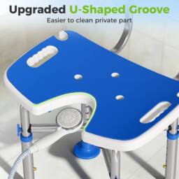 HOMCOM Shower Chair with U-Shaped Cutout, Height Adjustable Shower Chair in Blue - thumbnail 5
