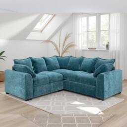 Furnishings For Less UK Colby Teal 5 Seater L Shaped Corner Sofa Fabric