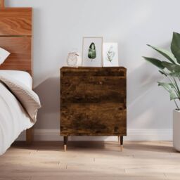 Berkfield Home Bedside Cabinet Smoked Oak 40x35x50 cm Engineered Wood in Brown - Size: 40 x 35 x 50 cm