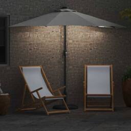 Berkfield Home Half Garden Parasol with Aluminium Pole in Sand 294 cm in Beige - thumbnail 4