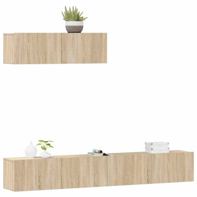 Berkfield Home Classic 3 Piece TV Cabinet Set Sonoma Oak Engineered Wood in Light Oak - image 1