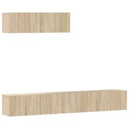 Berkfield Home Classic 3 Piece TV Cabinet Set Sonoma Oak Engineered Wood in Light Oak - thumbnail 3
