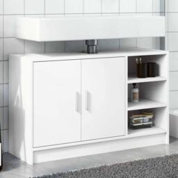 Berkfield Home Sink Cabinet White 90x29x55 cm Engineered Wood - Size: 90 x 29 x 55 cm - thumbnail 2