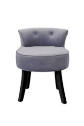 H&O Direct Grey Velvet Dressing Footstool Vanity Makeup Stool with Black Legs - thumbnail 3