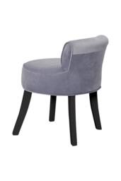 H&O Direct Grey Velvet Dressing Footstool Vanity Makeup Stool with Black Legs - thumbnail 5