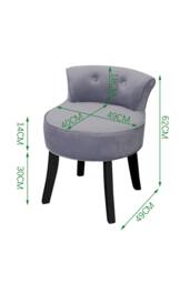 H&O Direct Grey Velvet Dressing Footstool Vanity Makeup Stool with Black Legs - thumbnail 6