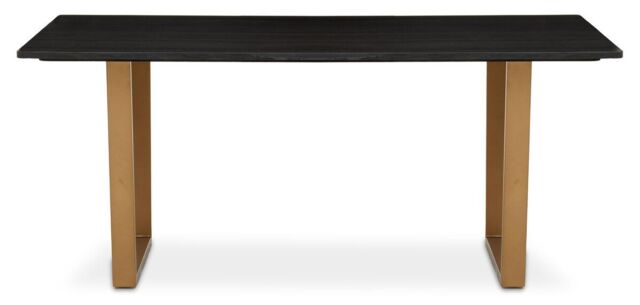 Orsina Black Marble Top Sleek Dining Table, Contemporary Table for Dining Room, Compact Kitchen Table for Dining in Gold - image 1