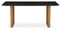 Orsina Black Marble Top Sleek Dining Table, Contemporary Table for Dining Room, Compact Kitchen Table for Dining in Gold - thumbnail 1