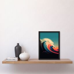 Artery8 Rainbow Bomb Wave Ocean Sea Bauhaus Wave Bathroom Toilet Artwork Framed Wall Art Print A4 in Black - thumbnail 4