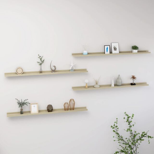 Berkfield Home Wall Shelves 4 pcs Sonoma Oak 115x9x3 cm in Brown - Size: 115 x 9 x 3 cm - image 1
