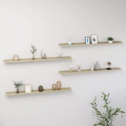 Berkfield Home Wall Shelves 4 pcs Sonoma Oak 115x9x3 cm in Brown - Size: 115 x 9 x 3 cm - thumbnail 1