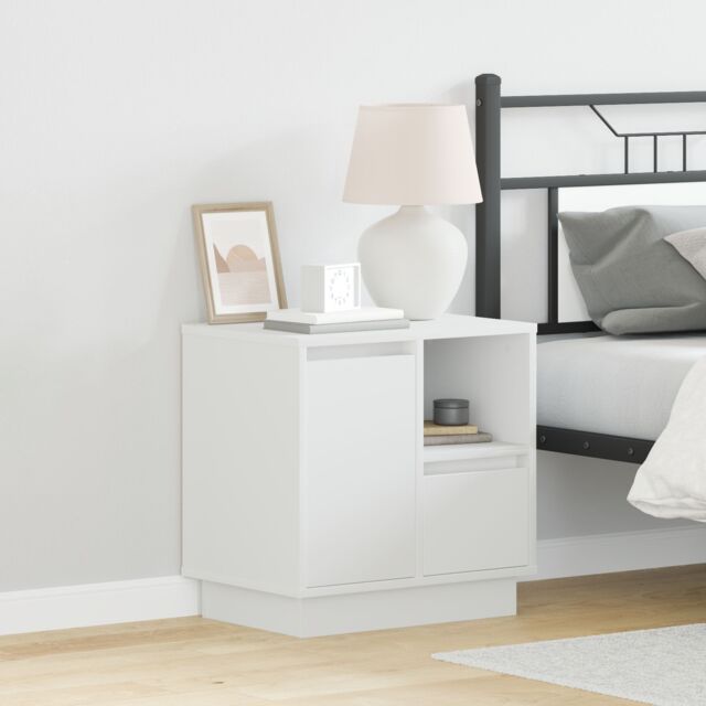 Berkfield Home Bedside Cabinets with LED 2 pcs White 50x34, 5x50 cm - image 1