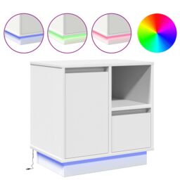 Berkfield Home Bedside Cabinets with LED 2 pcs White 50x34, 5x50 cm - thumbnail 4