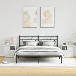 Berkfield Home Bedside Cabinets with LED 2 pcs White 50x34, 5x50 cm - thumbnail 5