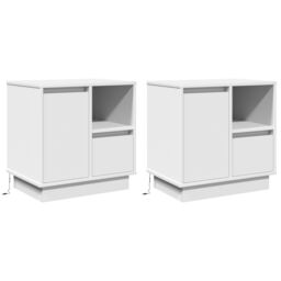 Berkfield Home Bedside Cabinets with LED 2 pcs White 50x34, 5x50 cm - thumbnail 2
