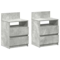 Berkfield Home Bedside Cabinets 2 pcs with 2 Drawers Concrete Grey 40x33x60 cm - Size: 40 x 33 x 60 cm - thumbnail 2