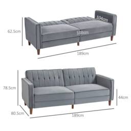 Wyld Haus Toelfa Dark Grey Velvet Feel 3 Seater Convertible Sofa Bed - thumbnail 3