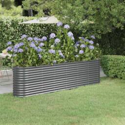 Berkfield Home Garden Raised Bed Powder-coated Steel 260x40x68 cm Anthracite in Charcoal - Size: 260 x 40 x 68 cm - thumbnail 2