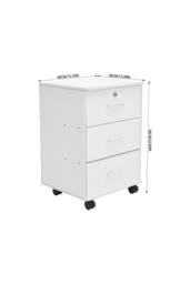 Living and Home White Lockable 3-Drawer Filing Cabinet with Casters - thumbnail 3