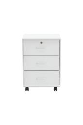 Living and Home White Lockable 3-Drawer Filing Cabinet with Casters - thumbnail 4