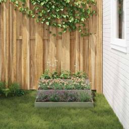 Berkfield Home Beautiful Garden Planter 3-Tier 90x90x35 cm Galvanized Steel in Grey - Size: 90 x 90 x 35 cm - thumbnail 4