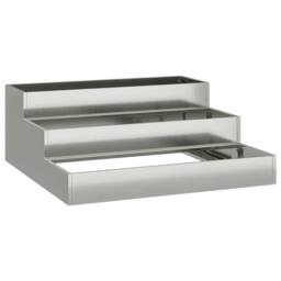 Berkfield Home Beautiful Garden Planter 3-Tier 90x90x35 cm Galvanized Steel in Grey - Size: 90 x 90 x 35 cm - thumbnail 3