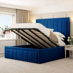 "Bed Choices Emperor Upholstered Bed Frame with Chelsea mattress & 54"" Headboard in Blue - Size: Single" - thumbnail 4